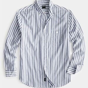 Todd Snyder Navy and White Striped Button Down Shirt